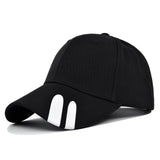 Gorra de béisbol azul marino para mujer con diseño de impresión blanca - Ajustable, plegable, casual y elegante, ideal para primavera y otoño, accesorio de cabeza casual | Accesorio de cabeza elegante | Gorra plegable