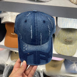 Gorra de béisbol de mezclilla urbana para hombres y mujeres - Gorra de sol lavada y rasgada de algodón ligero con ajuste ajustable, lavable a mano, artesanía de tiras, accesorio de moda retro versátil