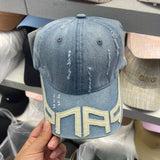 Gorra de béisbol de mezclilla urbana para hombres y mujeres - Gorra de sol lavada y rasgada de algodón ligero con ajuste ajustable, lavable a mano, artesanía de tiras, accesorio de moda retro versátil