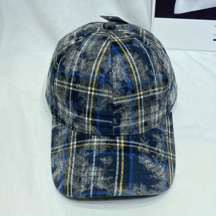 Gorra de Béisbol al Estilo Japonés con Cuadros para Hombres y Mujeres, Gorro Duckbill Retro Versátil Otoño/Invierno