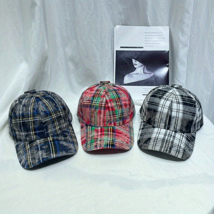 Gorra de Béisbol al Estilo Japonés con Cuadros para Hombres y Mujeres, Gorro Duckbill Retro Versátil Otoño/Invierno