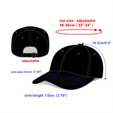 1pc Gorra Snapback Ajustable en Negro o Azul Marino con Bordado de Diamante Blanco - 100%, Ligera y Lavable a Mano - Ideal para Actividades al Aire Libre, Playa, Deportes y Regalos para Parejas