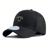 1pc Gorra Snapback Ajustable en Negro o Azul Marino con Bordado de Diamante Blanco - 100%, Ligera y Lavable a Mano - Ideal para Actividades al Aire Libre, Playa, Deportes y Regalos para Parejas