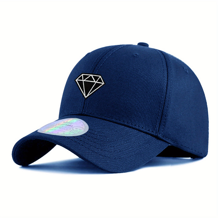 1pc Gorra Snapback Ajustable en Negro o Azul Marino con Bordado de Diamante Blanco - 100%, Ligera y Lavable a Mano - Ideal para Actividades al Aire Libre, Playa, Deportes y Regalos para Parejas