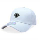 1pc Gorra Snapback Ajustable en Negro o Azul Marino con Bordado de Diamante Blanco - 100%, Ligera y Lavable a Mano - Ideal para Actividades al Aire Libre, Playa, Deportes y Regalos para Parejas