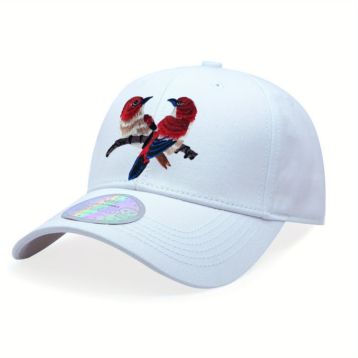 Gorras de béisbol de algodón unisex con bordado de pájaro linnet, gorras de ropa de calle ajustables y livianas, lavables a mano, patrón de animal para deportes al aire libre, ideales para la playa, fiestas y festivales