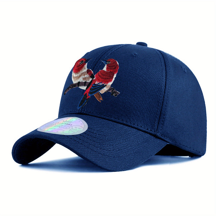 Gorras de béisbol de algodón unisex con bordado de pájaro linnet, gorras de ropa de calle ajustables y livianas, lavables a mano, patrón de animal para deportes al aire libre, ideales para la playa, fiestas y festivales