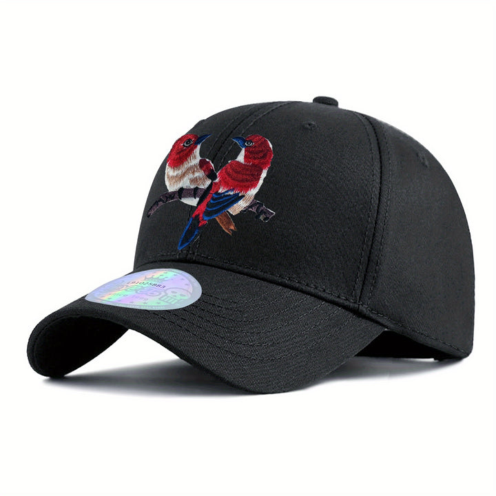 Gorras de béisbol de algodón unisex con bordado de pájaro linnet, gorras de ropa de calle ajustables y livianas, lavables a mano, patrón de animal para deportes al aire libre, ideales para la playa, fiestas y festivales