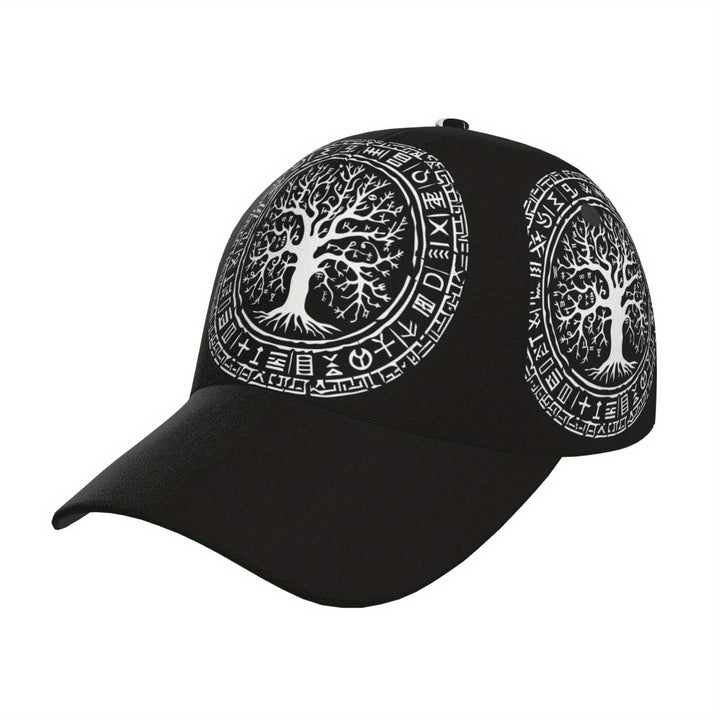 Gorra de Béisbol Vikingo con Símbolo del Árbol de la Vida - Ajustable, Ligera y Transpirable 100% Poliéster para Deportes, Running, Uso Diario al Aire Libre - Unisex, Hombres y Mujeres Adultos, Accesorio Casual, Estilo Moderno, Absorción de Humedad