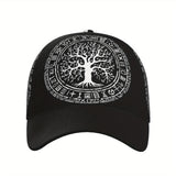 Gorra de Béisbol Vikingo con Símbolo del Árbol de la Vida - Ajustable, Ligera y Transpirable 100% Poliéster para Deportes, Running, Uso Diario al Aire Libre - Unisex, Hombres y Mujeres Adultos, Accesorio Casual, Estilo Moderno, Absorción de Humedad