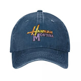 Gorra de béisbol desgastada con logo de Hannah Montana, 100% algodón, estilo deportivo, ligera con estiramiento medio, recubrimiento de PVC, diseño tie dye ajustable para entrenamientos al aire libre, unisex