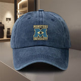 1 gorra ajustable Snapback de Monsters University con logo de Mike y Sulley - Diseño ligero de poliéster similar a Mike Wazowski y Sulley, gorra unisex para todas las estaciones, fiestas temáticas, deportes y actividades al aire libre (inspirada oficialme