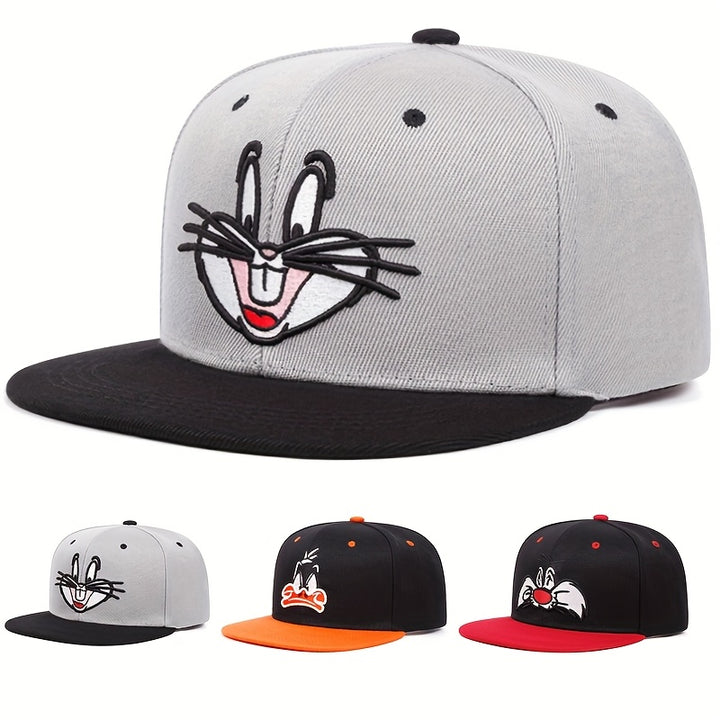 Gorra de Visera Plana con Logo Bordado 3D de WB  Daffy Duck (Conejo) - Diseño Icónico de Daffy, Ligera de PVC/Resina ABS, Gorra Casual y Deportiva, Accesorio Coleccionable de