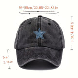 1 Gorra Ajustable con Estampado de Estrella Azul de Cinco Puntas - Sombrero Ligero Retro Unisex para Viajes, Camping y Fiestas, Correa Ajustable, Lavable a Mano, Regalo Perfecto para Papá (Día del Padre, Graduación, Acción de Gracias), Material No Elástic