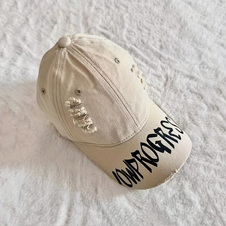 Gorra de Béisbol Unisex con Diseño Moderno y Estilo Pato, Letras Desgastadas para Verano