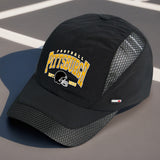 Gorra de Béisbol con Logo del Casco de Fútbol Pittsburgh EST. 1933 - Malla Transpirable en la Parte Trasera, Cierre Ajustable Snapback, Sombrero Casual y Deportivo para Todas las Estaciones para Hombres y Mujeres, Ajuste Cómodo, Tela Fácil de Cuidar