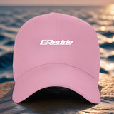 Gorra Trucker con Logo Greddy para Hombres y Mujeres - Snapback Ajustable, Visera Curva, Parte Trasera de Malla Transpirable, Gorra Unisex Casual Deportiva al aire libre con Letras Blancas del Marca, Opciones en & Gris, Cómoda Para Conducir, Atuendo casua