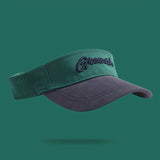 Gorra deportiva para mujer con diseño degradado y bordado de letras, transpirable, ajustable, ideal para golf, running y senderismo, en tonos morado pastel a azul, para actividades al aire libre en verano, look casual y cómodo