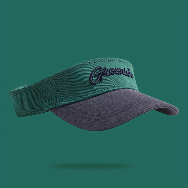 Gorra deportiva para mujer con diseño degradado y bordado de letras, transpirable, ajustable, ideal para golf, running y senderismo, en tonos morado pastel a azul, para actividades al aire libre en verano, look casual y cómodo