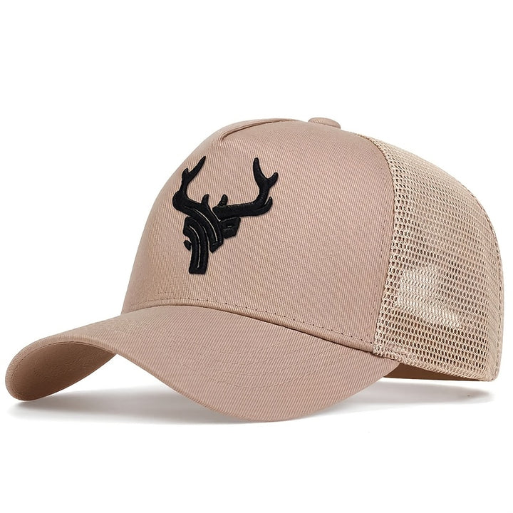 Gorra de Béisbol Ajustable para Hombre con Bordado de Asta - Malla Transpirable, Protección Solar para Actividades al Aire Libre y Viajes, Cinco Paneles, Vacaciones en la Playa