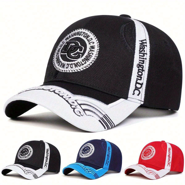 Gorra de béisbol con letras DC para hombre, ajustable al aire libre, ideal para viajes de primavera y otoño a la playa.