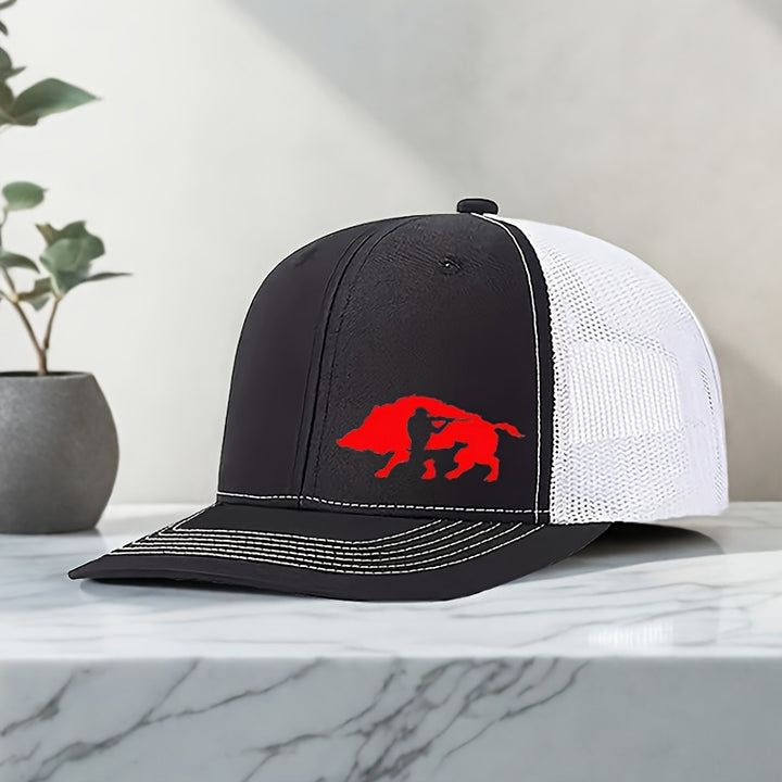 Gorra de Béisbol Unisex Ajustable con Estampado de Jabalí Audaz - Gorra Trucker Transpirable para Hombres y Mujeres, Accesorio de Golf, Pesca, Deportes al Aire Libre, Sombrero Elegante, Ropa Duradera