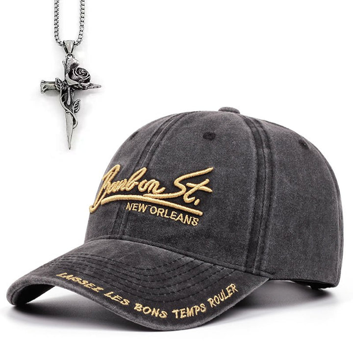 2 piezas Gorra de Béisbol para Hombre con Accesorios y Collar Bordado Hermoso para Fiesta de Navidad Otoño/Invierno al Aire Libre