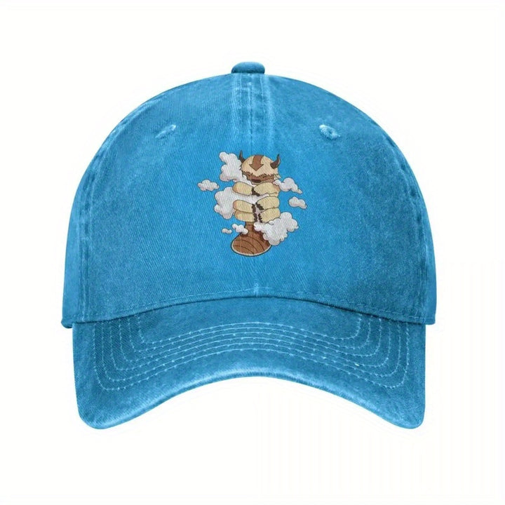 Gorra de béisbol inspirada en el último Airbender Appa acariciando nubes, ajustable, ligera, para deportes al aire libre con cierre de hebilla, lavable en máquina, diseño impreso
