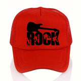 Gorra Snapback [Amante de la Música] de Banda de Rock | Gorra de Béisbol de Poliéster Ajustable con Silueta de Guitarra y Banda | Malla Transpirable en la Parte Trasera | Lavable a Máquina | Diseño en Blanco y Negro para Moda Casual y Hip-Hop, Accesori...