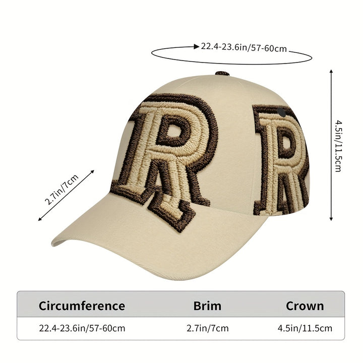 1 Gorra Ajustable Ligera para Hombre con Diseño de Letra R Cosida - Sombrero Tipo Pato para Salidas Casuales, Compras y Eventos Festivos (Halloween/Navidad/Acción de Gracias), Accesorio Duradero