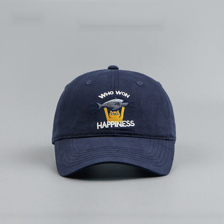 Gorra de béisbol con letras para pareja, dibujos animados, gatitos, peces bordados, gorra unisex, gorra de sol, gorra versátil y de moda para exteriores, ajustable, transpirable, para mujeres y hombres, adecuada para 200 países.