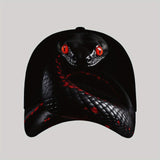 Gorra de béisbol punk rock para hombre CUTEHSJ - Gorra ligera ajustable con diseño de serpiente roja, contraste negro y rojo, ideal para playa, pesca, actividades al aire libre y vacaciones, accesorio moderno