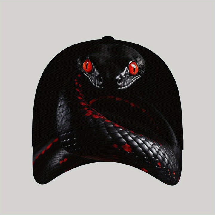 Gorra de béisbol punk rock para hombre CUTEHSJ - Gorra ligera ajustable con diseño de serpiente roja, contraste negro y rojo, ideal para playa, pesca, actividades al aire libre y vacaciones, accesorio moderno