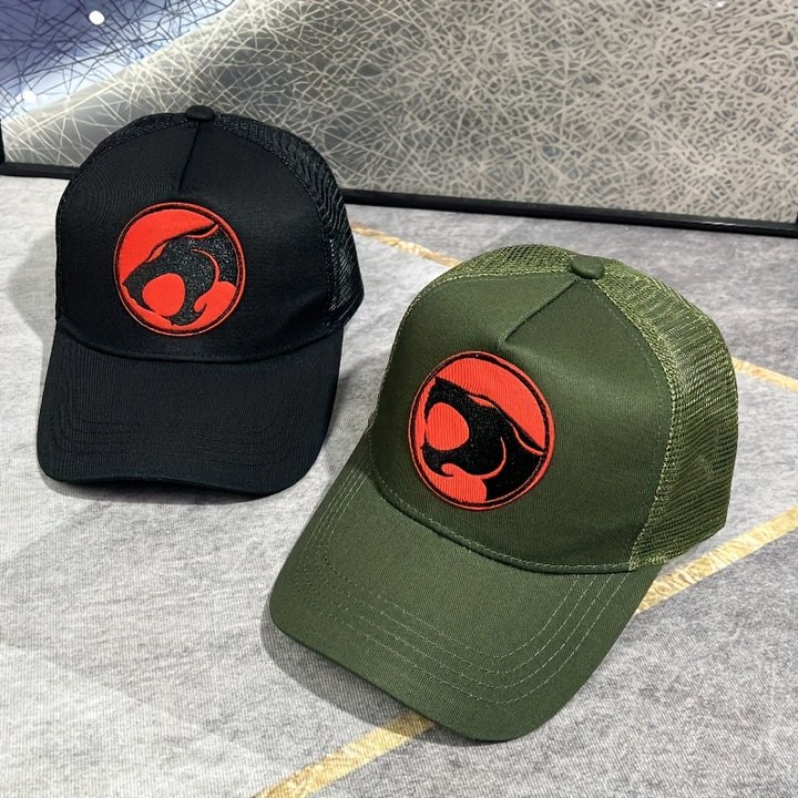 2 gorras de béisbol unisex, gorra de malla transpirable ajustable con gato relámpago bordado, tela acrílica 100% no elástica, recubierta en PVC, livianas para deportes al aire libre y uso diario, ideal para regalos de San Valentín, Carnaval y Festival de