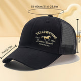 1-Pack Gorra de Béisbol Yellowstone - Sombrero Ligero Sin Elasticidad con Año de Fundación (1886), Visera Curva para Exteriores, Viajes y Camping - con Letras Doradas - Gorra Unisex para Hombres y Mujeres, Diseño Estilizado en Malla Transpirable
