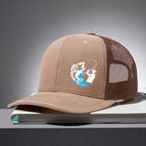 Gorra ajustable con estampado de pescado azul - Espalda de malla transpirable, gorra unisex con cierre para deportes al aire libre, pesca y festivales - Ajuste elástico, solo lavado a mano, regalo casual de primavera/verano para pescadores y amigos, ropa