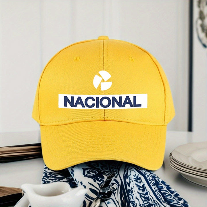 1 Gorra de béisbol NACIONAL - Letras y logo llamativos, cierre ajustable con visera, gorro de poliéster ligero para hombres y mujeres, deportes, senderismo, running, equipo de senderismo, diseño deportivo, construcción duradera, entusiastas de los deporte