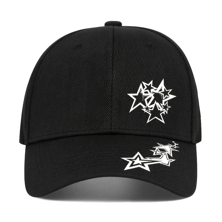 1 Gorra de Béisbol Negra con Estrella Blanca - Ligera, Ajustable Snapback para Hombres y Mujeres, Visera Curva, Streetwear, Deportes, Casual Talla Única para Uso Diario al Aire Libre