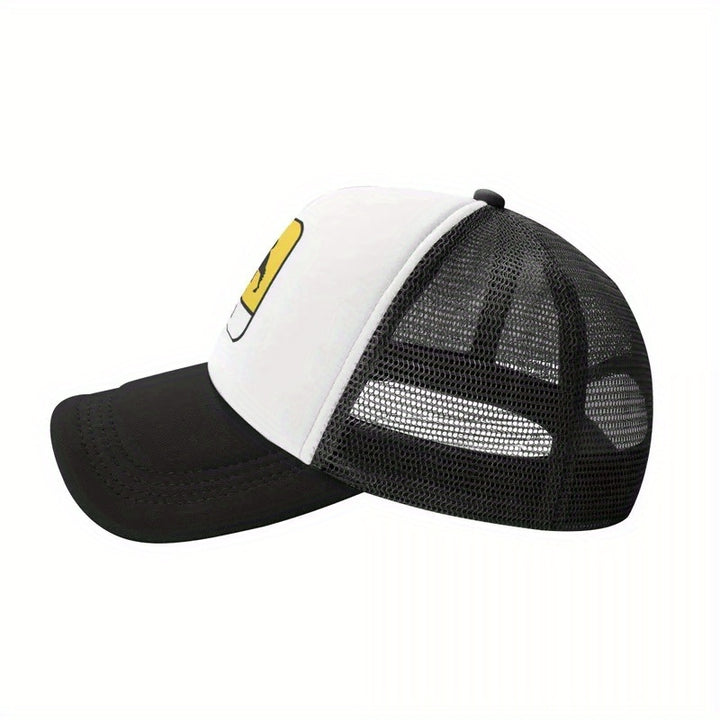 Gorra de Béisbol AGIP para Hombres y Mujeres - Gorra Ajustable con Malla Transpirable, Diseño en Dos Tonos /Blanco, Detalles Rojos y Emblema Amarillo - Lavable a Máquina, Gorra Casual Deportiva para Exteriores, Sombrero Ajustable
