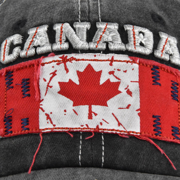 Gorra de Béisbol Bordada con Bandera Canadiense y Parche Perforado - Ajustable con Snapback, Ideal para Streetwear, Trajes de Navidad y Cultura Canadiense (Diseño Bordado)