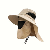 1 sombrero de verano con ala grande para cubrir la cara - Sombrero ancho para ciclismo, pesca y senderismo - Tela lavable a máquina, blanco, protección solar, accesorio neutro transpirable