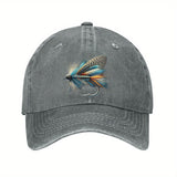 Gorra de béisbol 100% algodón con diseño de mosca seca en azul y gris, ajustable, ala curva ligera, protección solar para exteriores, solo lavado a mano, sombrero para el sol