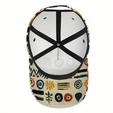 1 gorra de béisbol con estampado de arte tribal 2D - Gorra de poliéster de cuerpo completo con diseño vibrante y audaz, ideal para streetwear, deportes y carreras al aire libre, Moda Streetwear,Accesorio de Festival,Accesorios para la Cabeza de Declaració