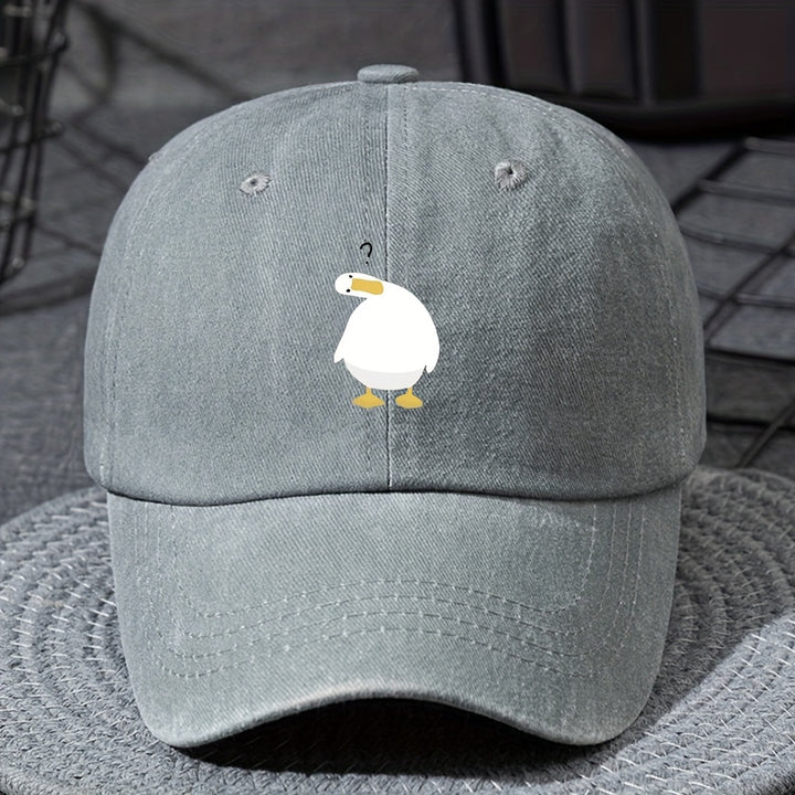 Gorra de béisbol retro lavada ligera para jóvenes, ajustable con cierre de clic, ajuste elástico, lavable en máquina, gorra casual para todas las estaciones con diseño de pato de dibujos animados, ropa casual para jóvenes, moda juguetona para jóvenes, dis