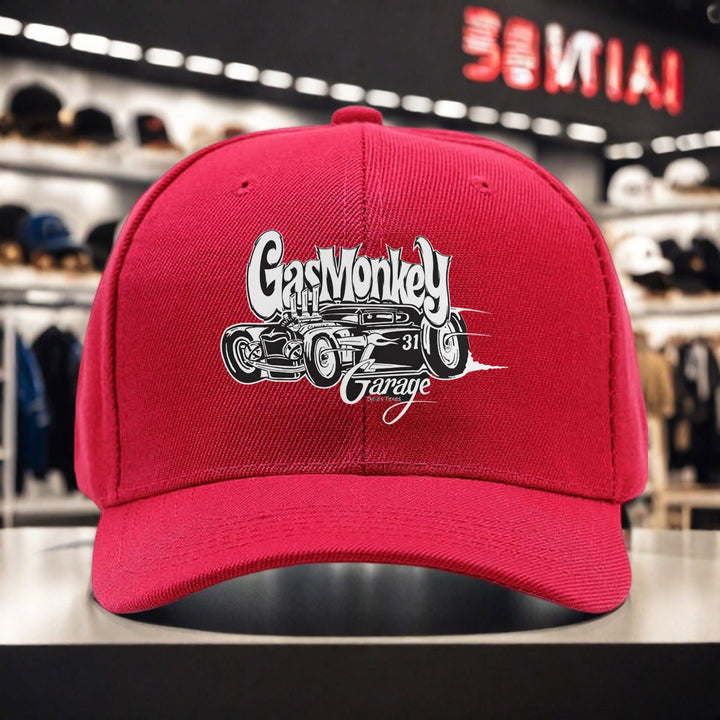 1 gorra fresca con estampado de Gas Monkey Garage, tejido ligero de poliéster, diseño ventilado, gorra de pesca adecuada para todos los géneros, absorbe la humedad, diseño sin estación, ideal para aventuras de mochilero