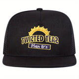 Gorra de béisbol para hombre TWRTED TEA bordada, ajustable, negra, poliéster 100%, con protección solar, para primavera, otoño, viajes, fiesta de playa