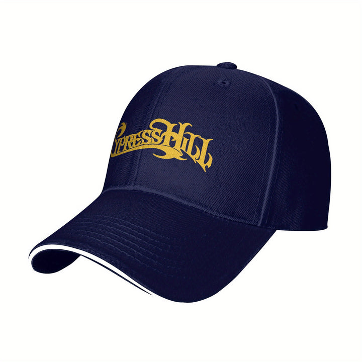Gorra de Béisbol Cypress Hill DJ Sandwich para Hombres y Mujeres - Ajustable con Cierre de Presión, 100% Poliéster, Negra con Logotipo Amarillo, Protección Solar, Lavable a Máquina para Viajes al Aire Libre, Pesca y Ciclismo