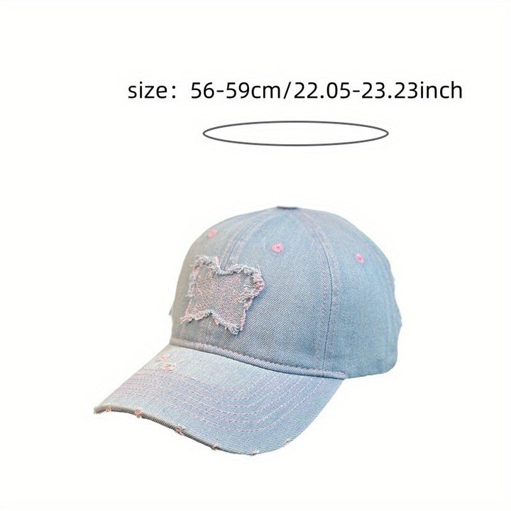 Gorra de Béisbol Bordada con Parche de Mariposa y Ala Ancha, Gorra Duckbill Lavado Desgastada y Rotos, Pequeña Azul Unisex a la Moda que Deja al Descubierto el Rostro