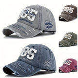 Gorra de béisbol unisex bordada 1985 para 5 estaciones, gorra de béisbol retro con letras, diseño de parche con agujeros, ideal para amantes de la moda, regalo de vacaciones, ligera, ajustable, lavada, a rayas, artesanía de bordado, tema de ocasión, la...