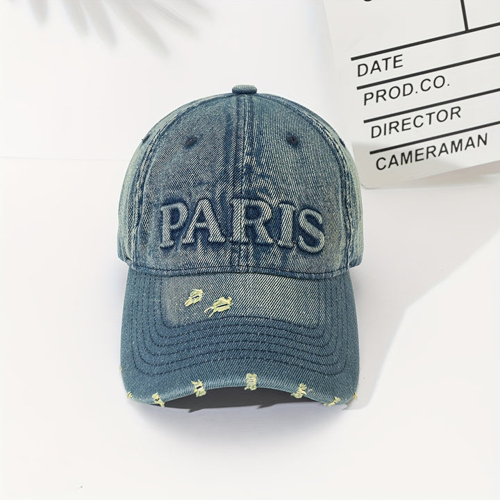 Gorra de basquetbol estilo cowboy, con agujeros, tamaño ajustable, denim lavable, ideal para parejas, diseñada para hacer que la cara parezca más pequeña con estilo duckbill
